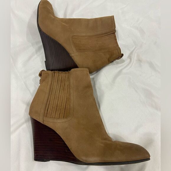Sam Edelman Gillian brown suede wedge ankle length booties size 8 - Picture 4 of 8